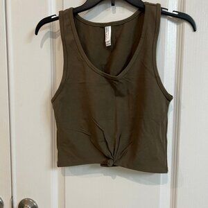 NWOT American Apparel Racerback Tank with Tie Front Size S Dark Green